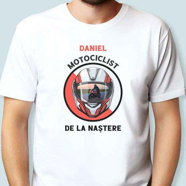 Fotografie Si Semnătură: Motociclist De La Naștere - Tricou Pentru Bărbați