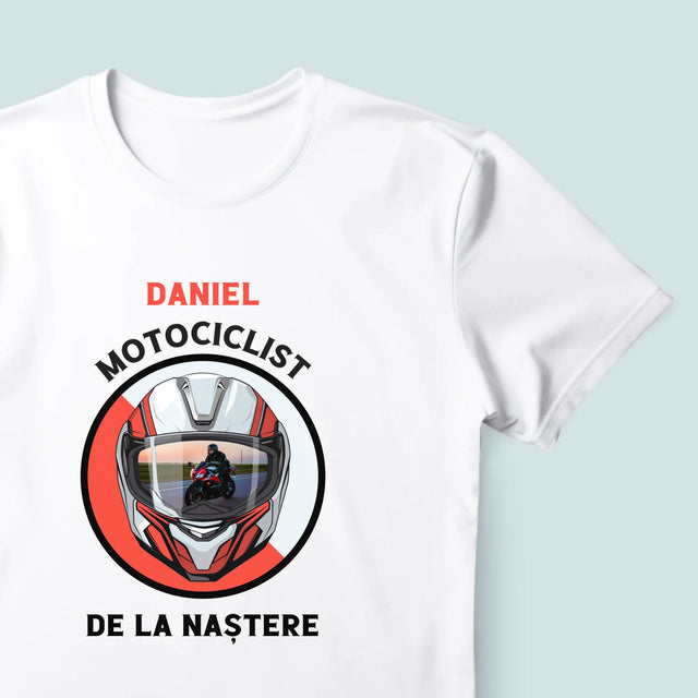 Fotografie Si Semnătură: Motociclist De La Naștere - Tricou Pentru Bărbați