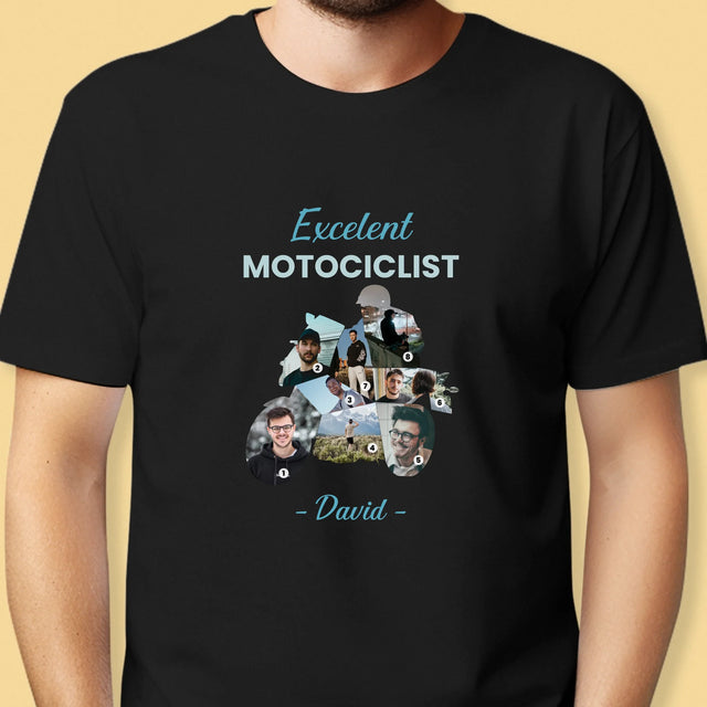 Formă Din Fotografii: Motociclist Excelent - Tricou Pentru Bărbați