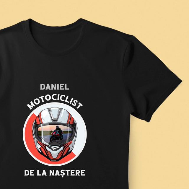 Fotografie Si Semnătură: Motociclist De La Naștere - Tricou Pentru Bărbați