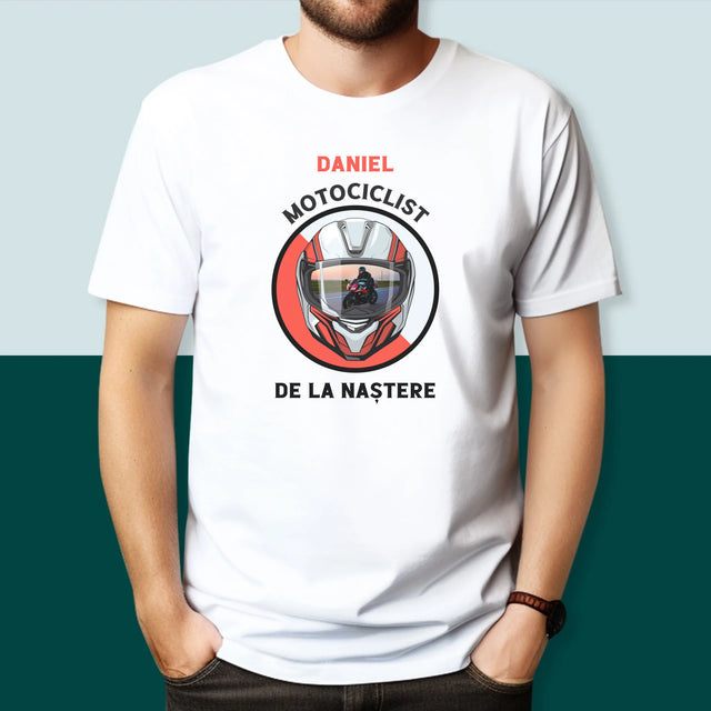 Fotografie Si Semnătură: Motociclist De La Naștere - Tricou Pentru Bărbați