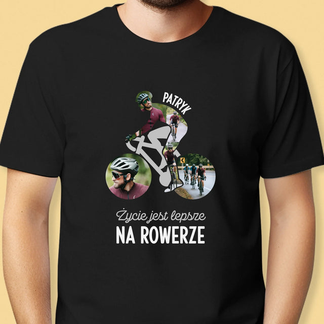 Formă Din Fotografii: Viața E Mai Bună Cu Bicicleta - Tricou Pentru Bărbați