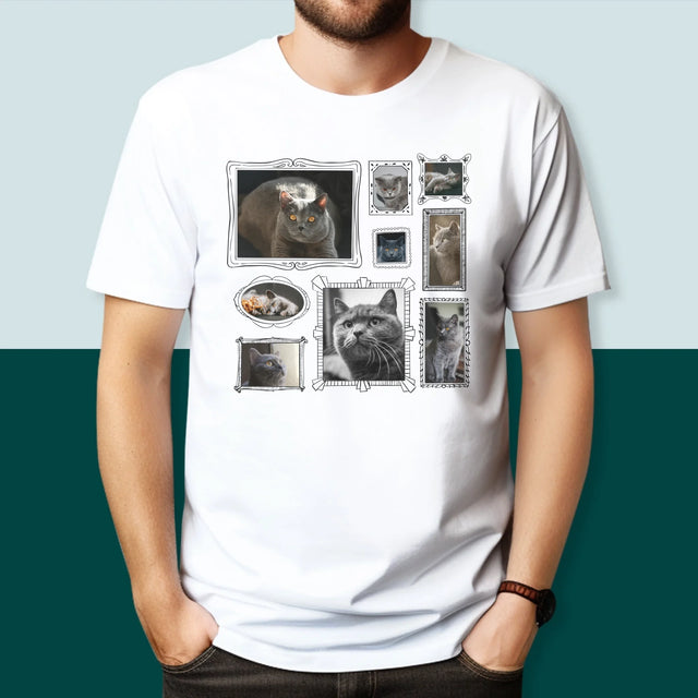 Colaj De Fotografii: Perete Galereia Cu Pisic - Tricou Pentru Bărbați
