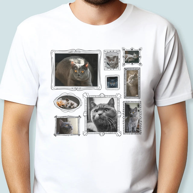 Colaj De Fotografii: Perete Galereia Cu Pisic - Tricou Pentru Bărbați