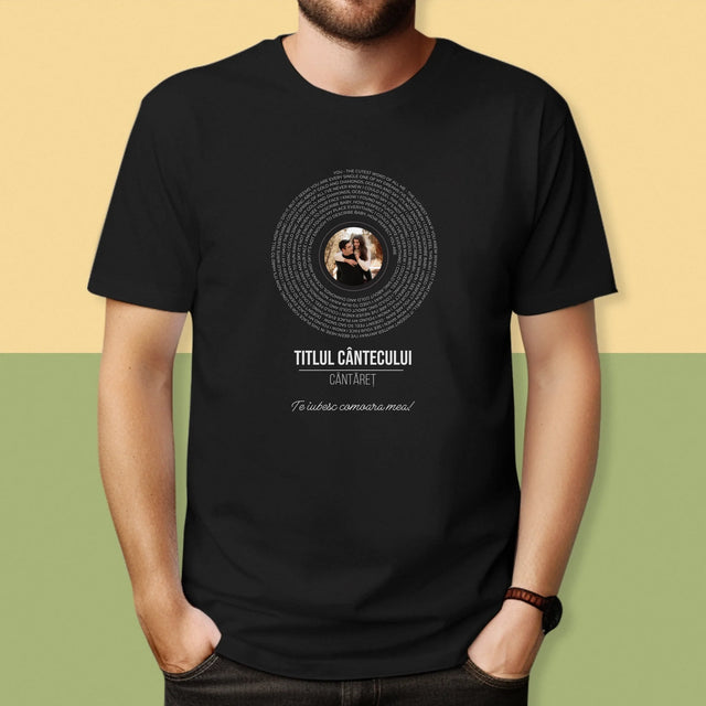Fotografie Si Semnătură: Textul Cântecului Pe Disc - Tricou Pentru Bărbați
