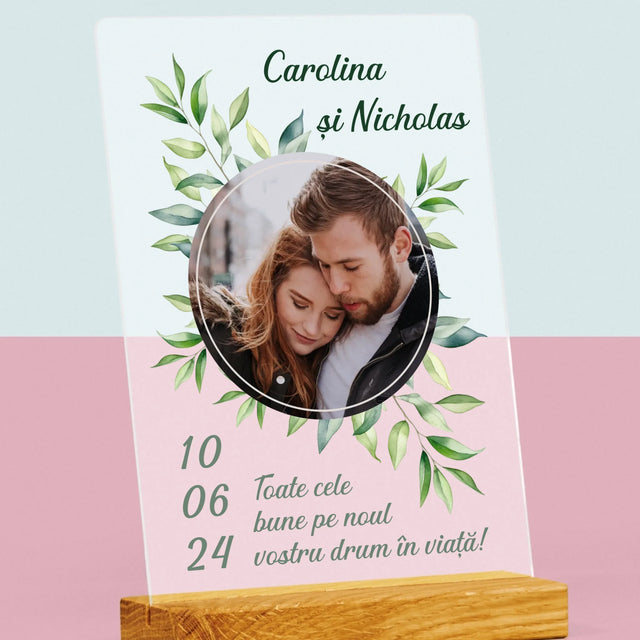 Fotografie Si Semnătură: Frunze De Nuntă - Imprimare Pe Sticlă Acrilică (Verticală)