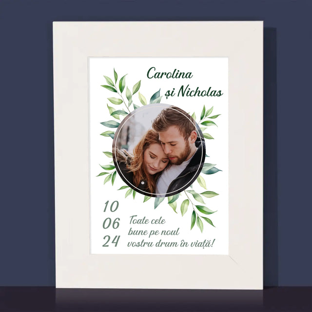 Fotografie Si Semnătură: Frunze De Nuntă - Ramă Pentru Fotografii (Horizontală)