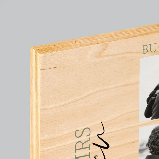 Colaj De Fotografii: Mr&Mrs Nunta - Imprimare Pe Lemn ( Verticală)