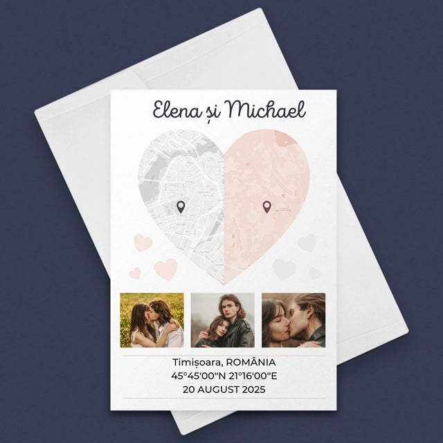 Harta Oraș: Două Jumătăți De Inimă - Card Cu Felicitări