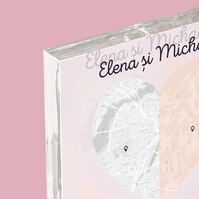 Harta Oraș: Două Jumătăți De Inimă - Bloc Acrilic