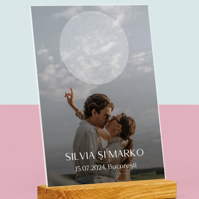 Harta Stelelor: Nunta - Imprimare Pe Sticlă Acrilică (Verticală)