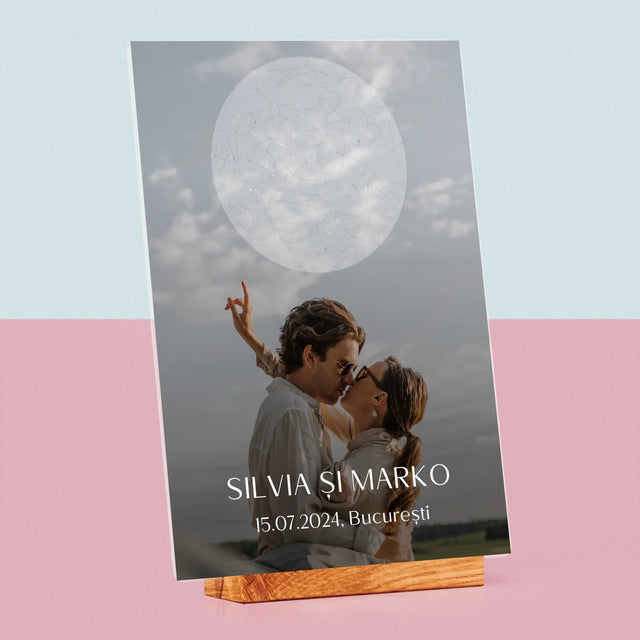 Harta Stelelor: Nunta - Imprimare Pe Sticlă Acrilică (Verticală)