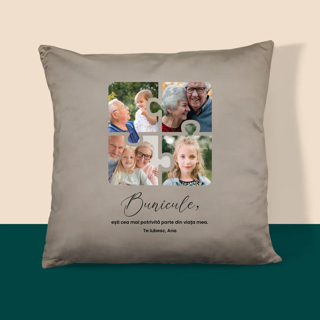Colaj De Fotografii: Puzzle Fotografii Pentru Bunic - Pernă (Cu Fotografie)