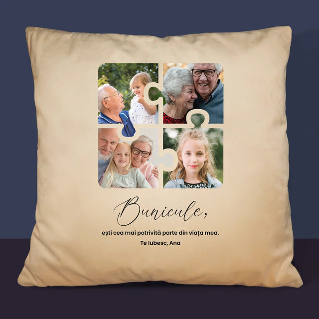Colaj De Fotografii: Puzzle Fotografii Pentru Bunic - Pernă (Cu Fotografie)
