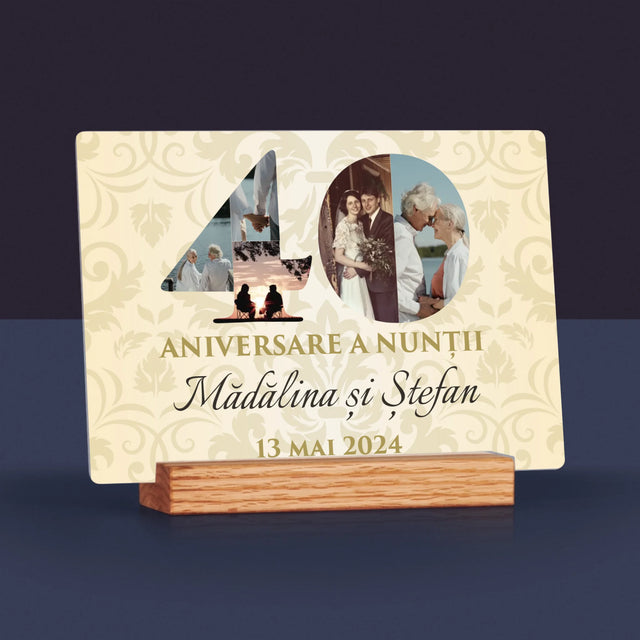 Cuvânt Din Fotografii: A 40-A Aniversare A Nunții - Imprimare Pe Sticlă Acrilică (Horizontală)