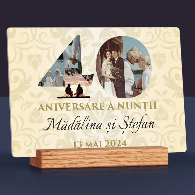 Cuvânt Din Fotografii: A 40-A Aniversare A Nunții - Imprimare Pe Sticlă Acrilică (Horizontală)