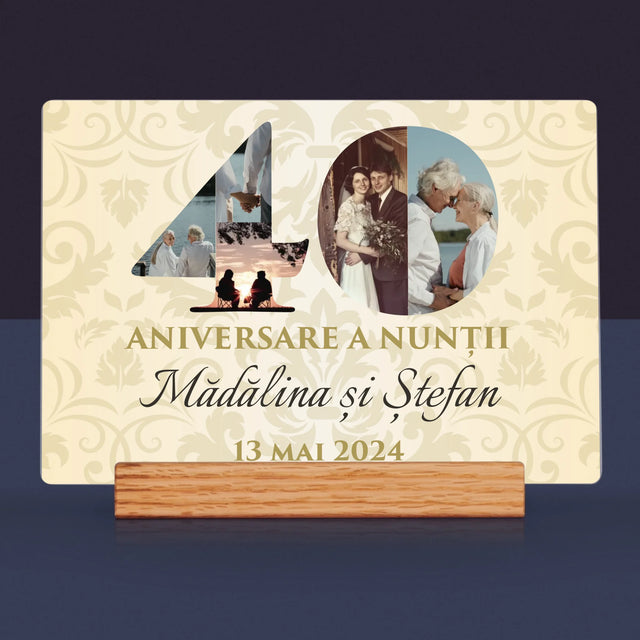 Cuvânt Din Fotografii: A 40-A Aniversare A Nunții - Imprimare Pe Sticlă Acrilică (Horizontală)