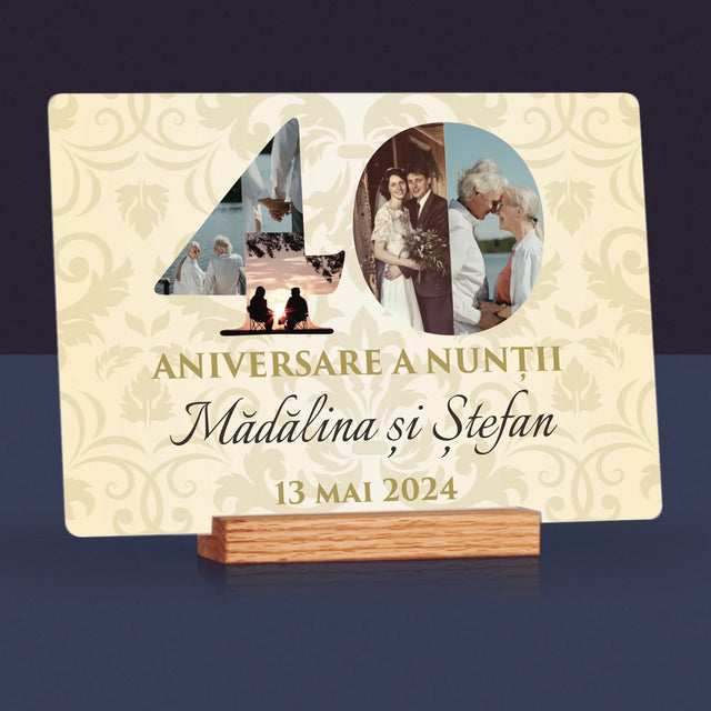 Cuvânt Din Fotografii: A 40-A Aniversare A Nunții - Imprimare Pe Sticlă Acrilică (Horizontală)