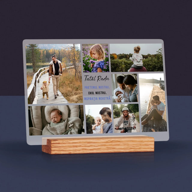 Colaj De Fotografii: Tată Prieten - Imprimare Pe Sticlă Acrilică (Horizontală)