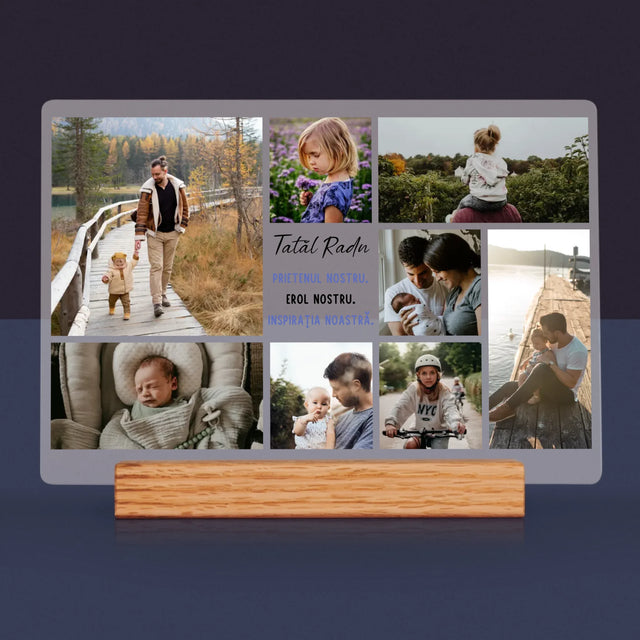 Colaj De Fotografii: Tată Prieten - Imprimare Pe Sticlă Acrilică (Horizontală)