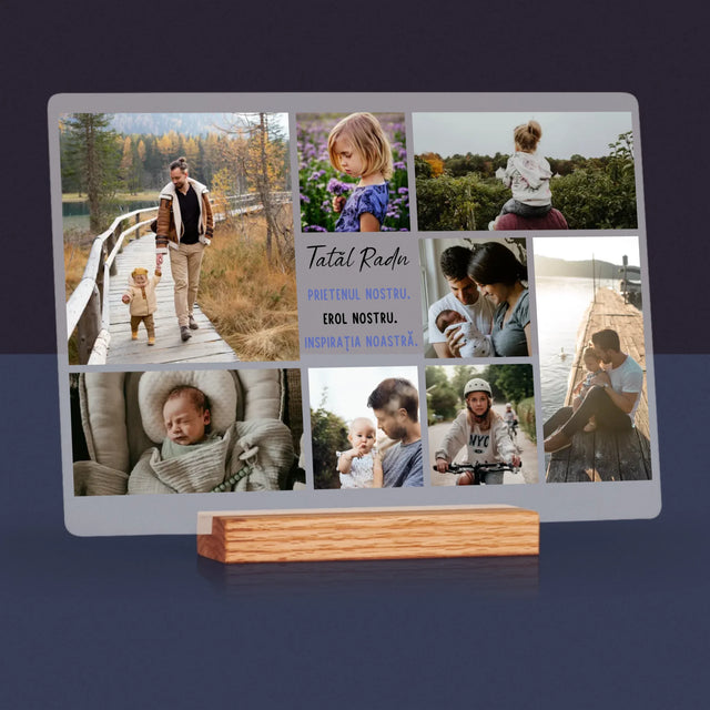 Colaj De Fotografii: Tată Prieten - Imprimare Pe Sticlă Acrilică (Horizontală)