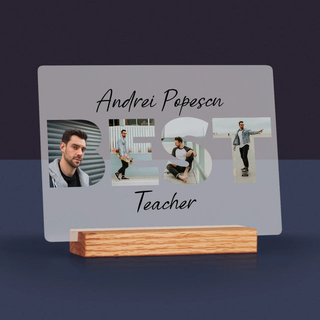 Cuvânt Din Fotografii: Best Teacher - Imprimare Pe Sticlă Acrilică (Horizontală)