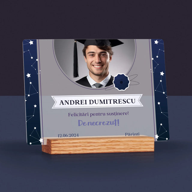 Fotografie Si Semnătură: Felicitări Pentru Susținerea Cu Succes A Tezei - Imprimare Pe Sticlă Acrilică (Horizontală)