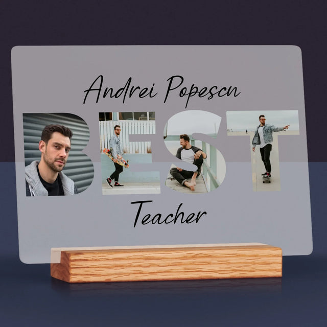 Cuvânt Din Fotografii: Best Teacher - Imprimare Pe Sticlă Acrilică (Horizontală)