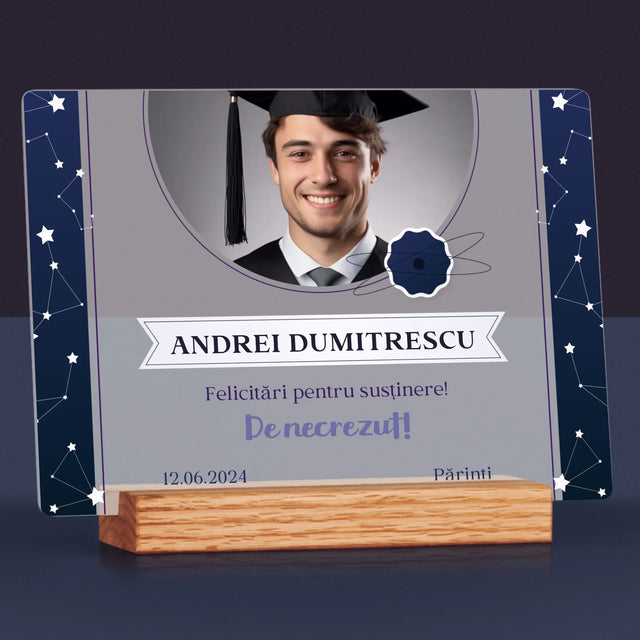 Fotografie Si Semnătură: Felicitări Pentru Susținerea Cu Succes A Tezei - Imprimare Pe Sticlă Acrilică (Horizontală)