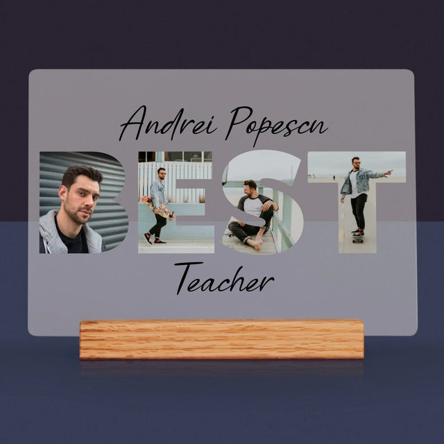 Cuvânt Din Fotografii: Best Teacher - Imprimare Pe Sticlă Acrilică (Horizontală)