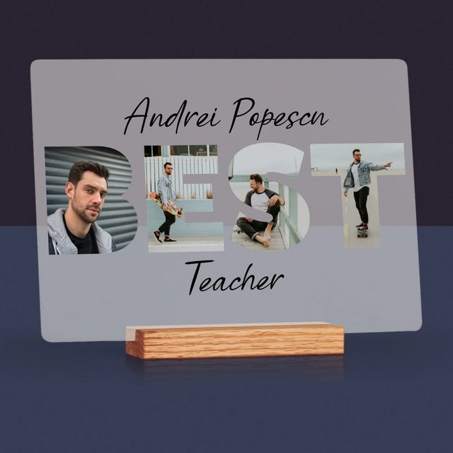 Cuvânt Din Fotografii: Best Teacher - Imprimare Pe Sticlă Acrilică (Horizontală)