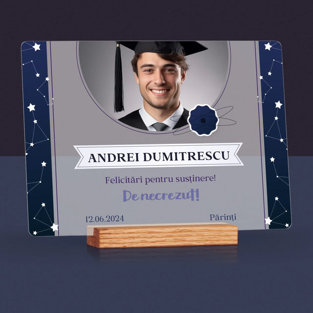 Fotografie Si Semnătură: Felicitări Pentru Susținerea Cu Succes A Tezei - Imprimare Pe Sticlă Acrilică (Horizontală)