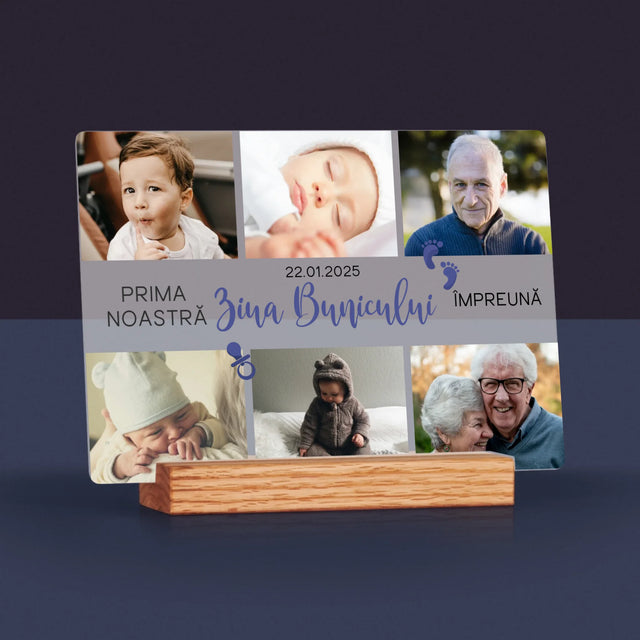 Colaj De Fotografii: Prima Ziua Bunicului - Imprimare Pe Sticlă Acrilică (Horizontală)
