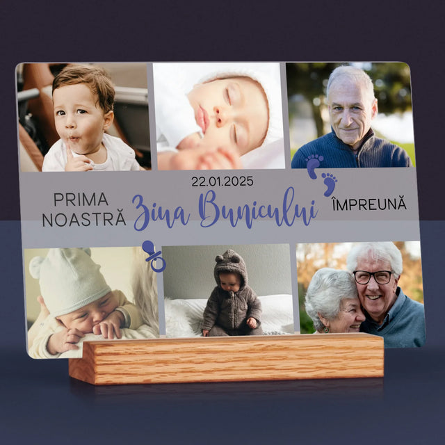 Colaj De Fotografii: Prima Ziua Bunicului - Imprimare Pe Sticlă Acrilică (Horizontală)