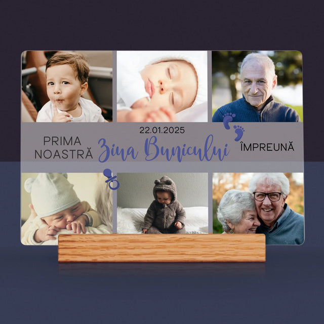 Colaj De Fotografii: Prima Ziua Bunicului - Imprimare Pe Sticlă Acrilică (Horizontală)