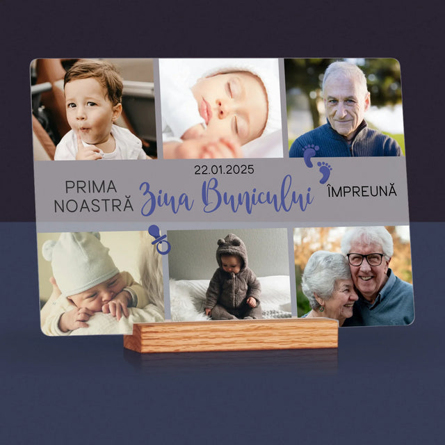 Colaj De Fotografii: Prima Ziua Bunicului - Imprimare Pe Sticlă Acrilică (Horizontală)