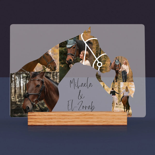 Formă Din Fotografii: Fata Și Calul - Imprimare Pe Sticlă Acrilică (Horizontală)