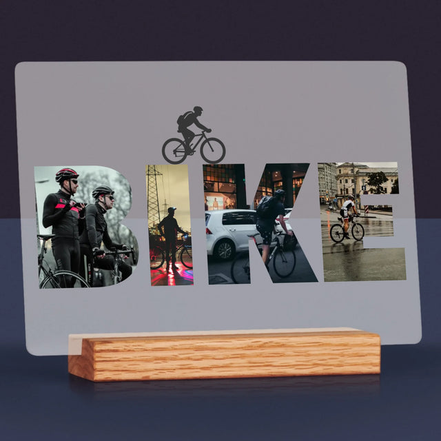 Cuvânt Din Fotografii: Bike - Imprimare Pe Sticlă Acrilică (Horizontală)