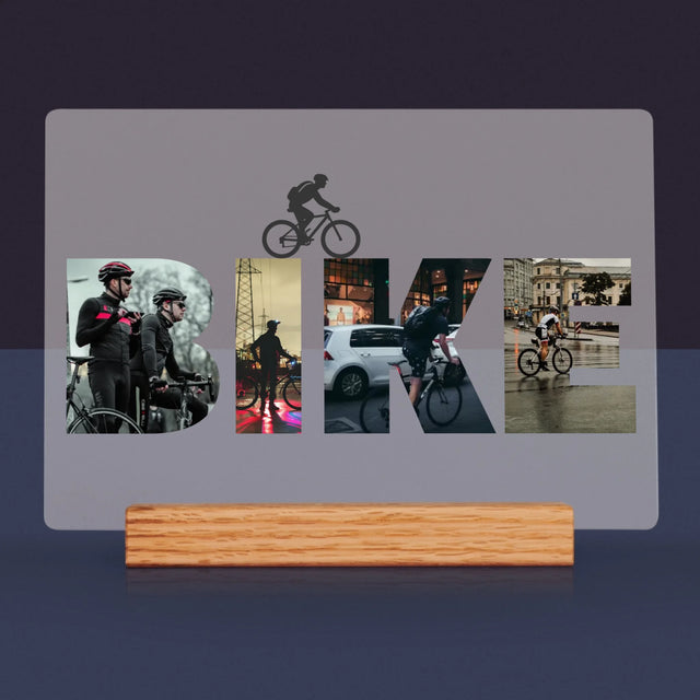 Cuvânt Din Fotografii: Bike - Imprimare Pe Sticlă Acrilică (Horizontală)