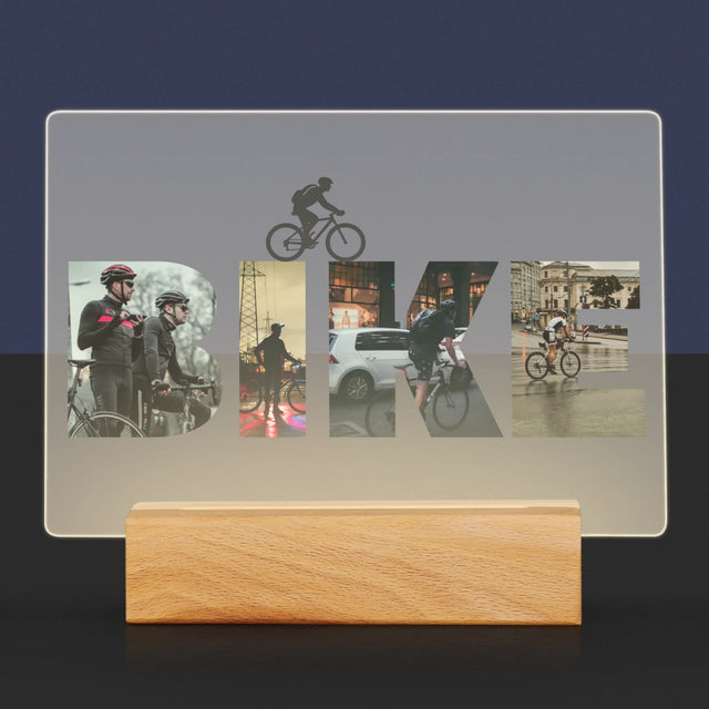 Cuvânt Din Fotografii: Bike - Imprimare Pe Sticlă Acrilică (Horizontală)