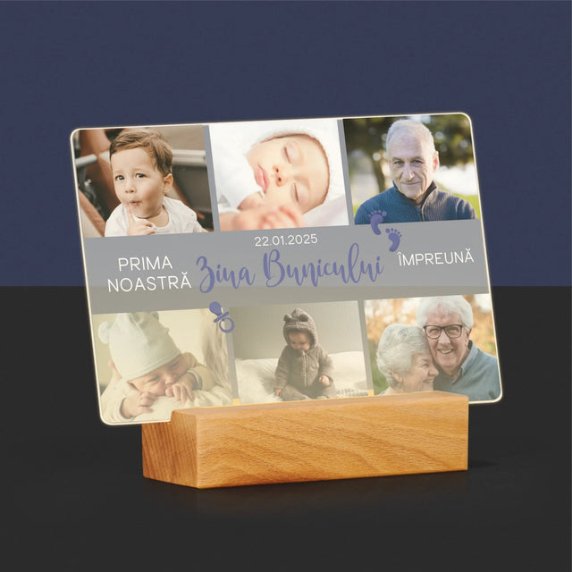 Colaj De Fotografii: Prima Ziua Bunicului - Imprimare Pe Sticlă Acrilică (Horizontală)