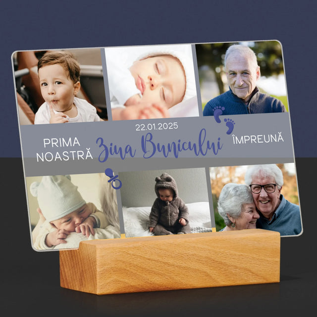 Colaj De Fotografii: Prima Ziua Bunicului - Imprimare Pe Sticlă Acrilică (Horizontală)