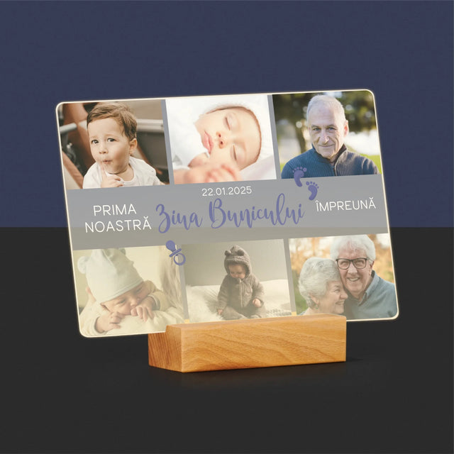 Colaj De Fotografii: Prima Ziua Bunicului - Imprimare Pe Sticlă Acrilică (Horizontală)