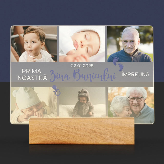 Colaj De Fotografii: Prima Ziua Bunicului - Imprimare Pe Sticlă Acrilică (Horizontală)