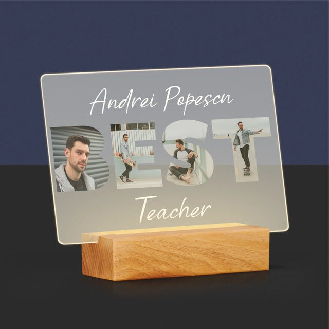 Cuvânt Din Fotografii: Best Teacher - Imprimare Pe Sticlă Acrilică (Horizontală)