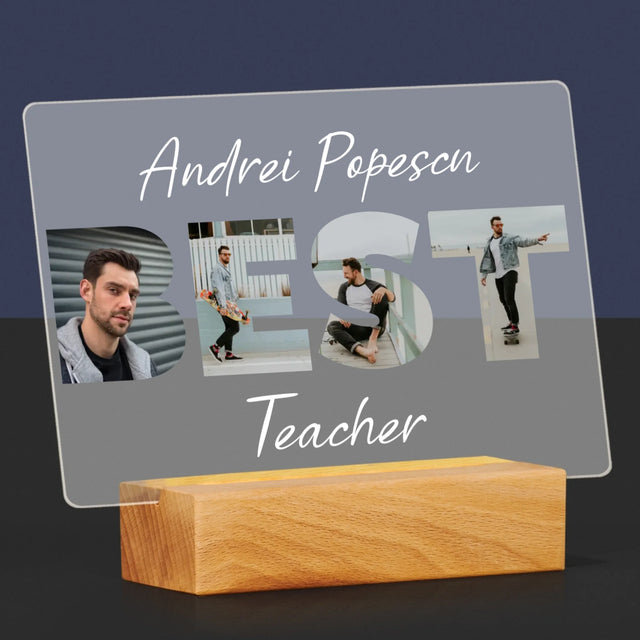 Cuvânt Din Fotografii: Best Teacher - Imprimare Pe Sticlă Acrilică (Horizontală)