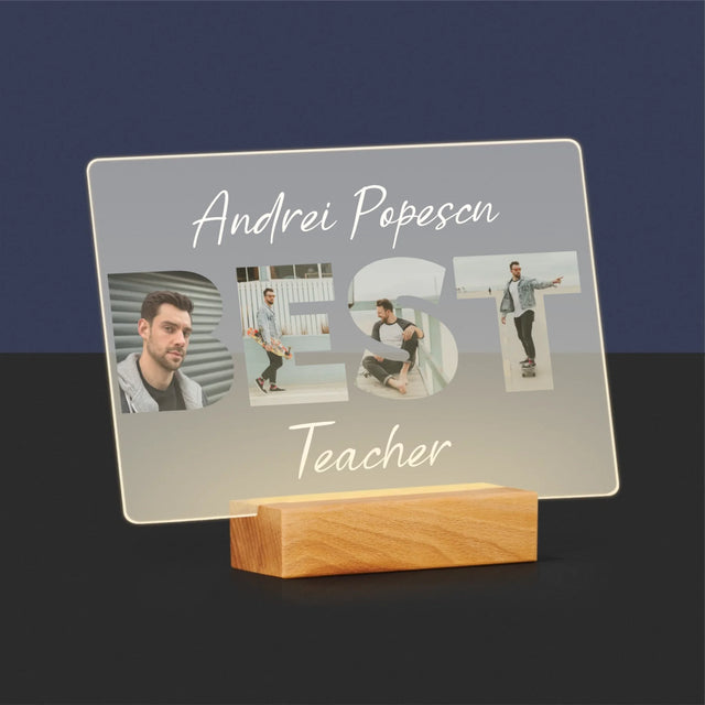 Cuvânt Din Fotografii: Best Teacher - Imprimare Pe Sticlă Acrilică (Horizontală)