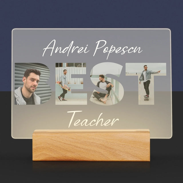 Cuvânt Din Fotografii: Best Teacher - Imprimare Pe Sticlă Acrilică (Horizontală)