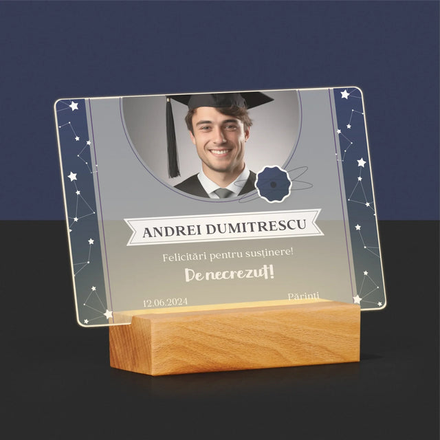 Fotografie Si Semnătură: Felicitări Pentru Susținerea Cu Succes A Tezei - Imprimare Pe Sticlă Acrilică (Horizontală)