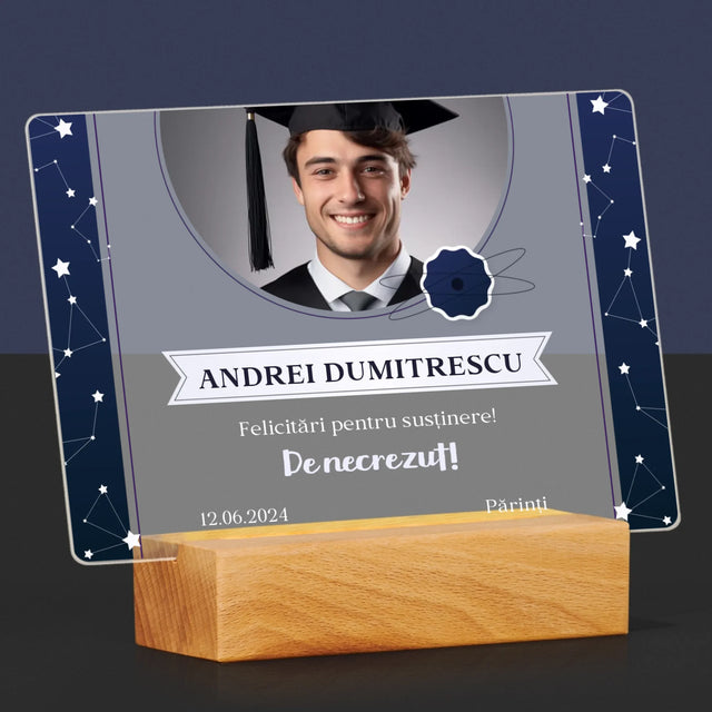 Fotografie Si Semnătură: Felicitări Pentru Susținerea Cu Succes A Tezei - Imprimare Pe Sticlă Acrilică (Horizontală)